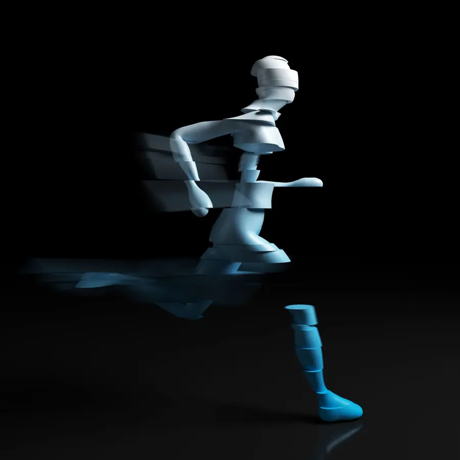 CGI of a running figure for an Adidas concept store installation
