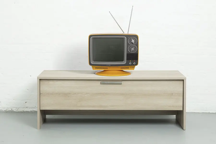 John Lewis & Partners — TV Furniture — low yellow oak closed (product and furniture)