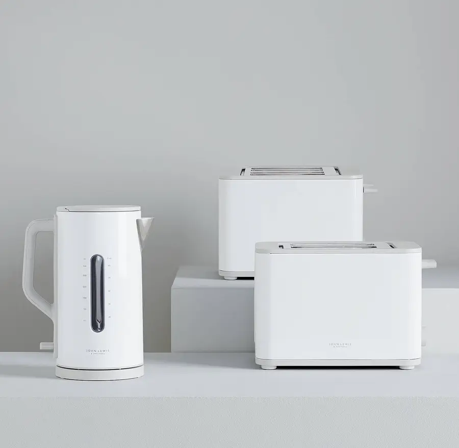 John Lewis & Partners own-brand kettle and toaster in white